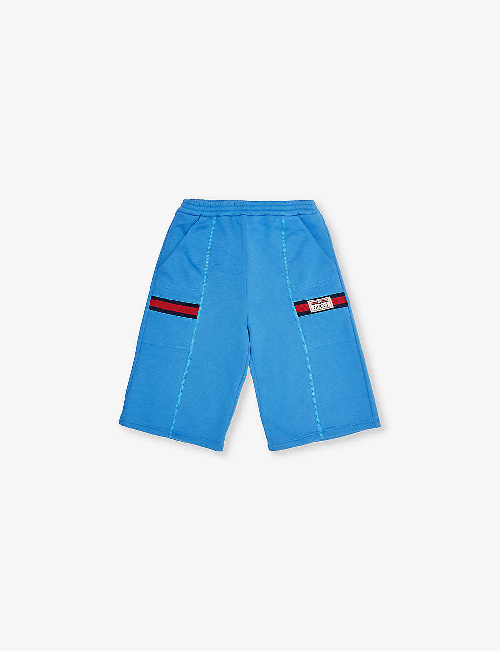 Gucci Babies' Logo-patch Cotton-jersey Bermuda Shorts In Avio/mix