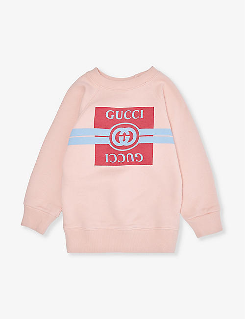 GUCCI: Logo-print cotton-jersey sweatshirt 18-36 months