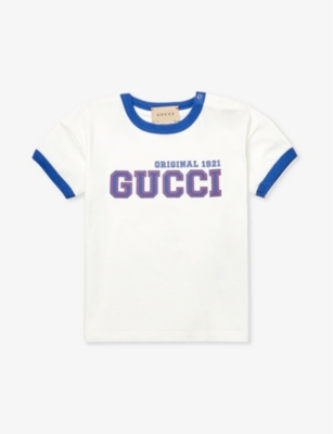 Gucci Kids' Logo Text-print Cotton-jersey T-shirt In White
