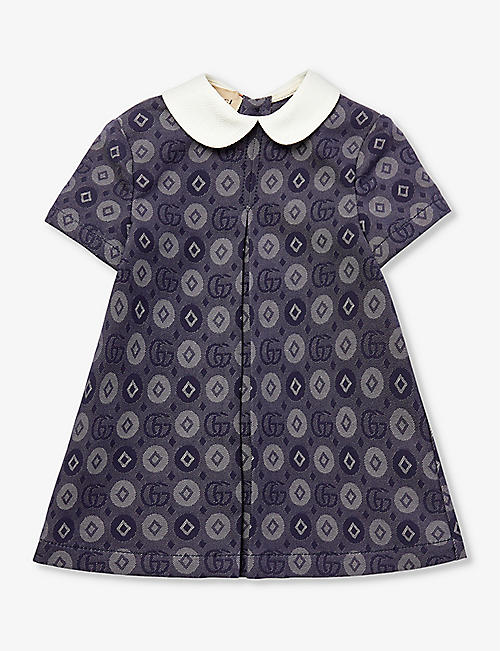 GUCCI: Logo-pattern cotton dress 12-36 months