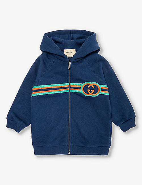 GUCCI: Web and GG cotton-jersey hoody 9-36 months