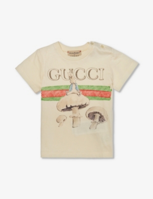 GUCCI: Mushroom graphic-print short-sleeve cotton-jersey T-shirt 3-36 months