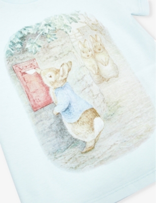 Shop Gucci Boys Wave Blue/mc/mx Kids X Peter Rabbit Watercolour-print Cotton-jersey T-shirt 18-36 Months