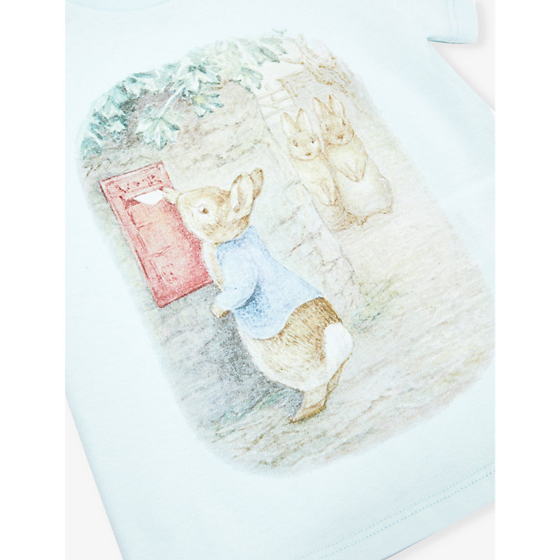Shop Gucci Boys Wave Blue/mc/mx Kids X Peter Rabbit Watercolour-print Cotton-jersey T-shirt 18-36 Months