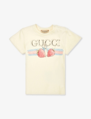 GUCCI: Gucci x Peter Rabbit strawberry-print cotton-jersey T-shirt 3-36 months