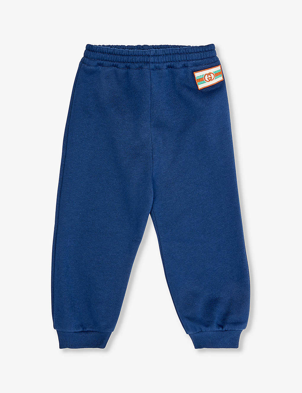 Gucci Babies' Logo-patch Cotton-jersey Jogging Bottoms 9-36 Months In Prussian Blue/mx