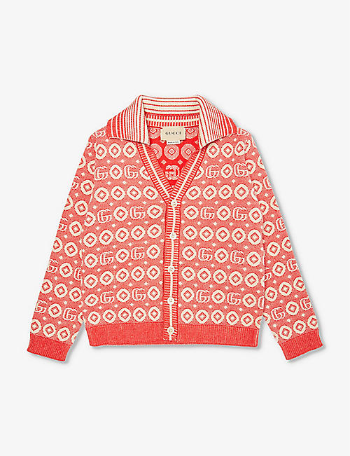 GUCCI: Double G jacquard cardigan 24-36 months