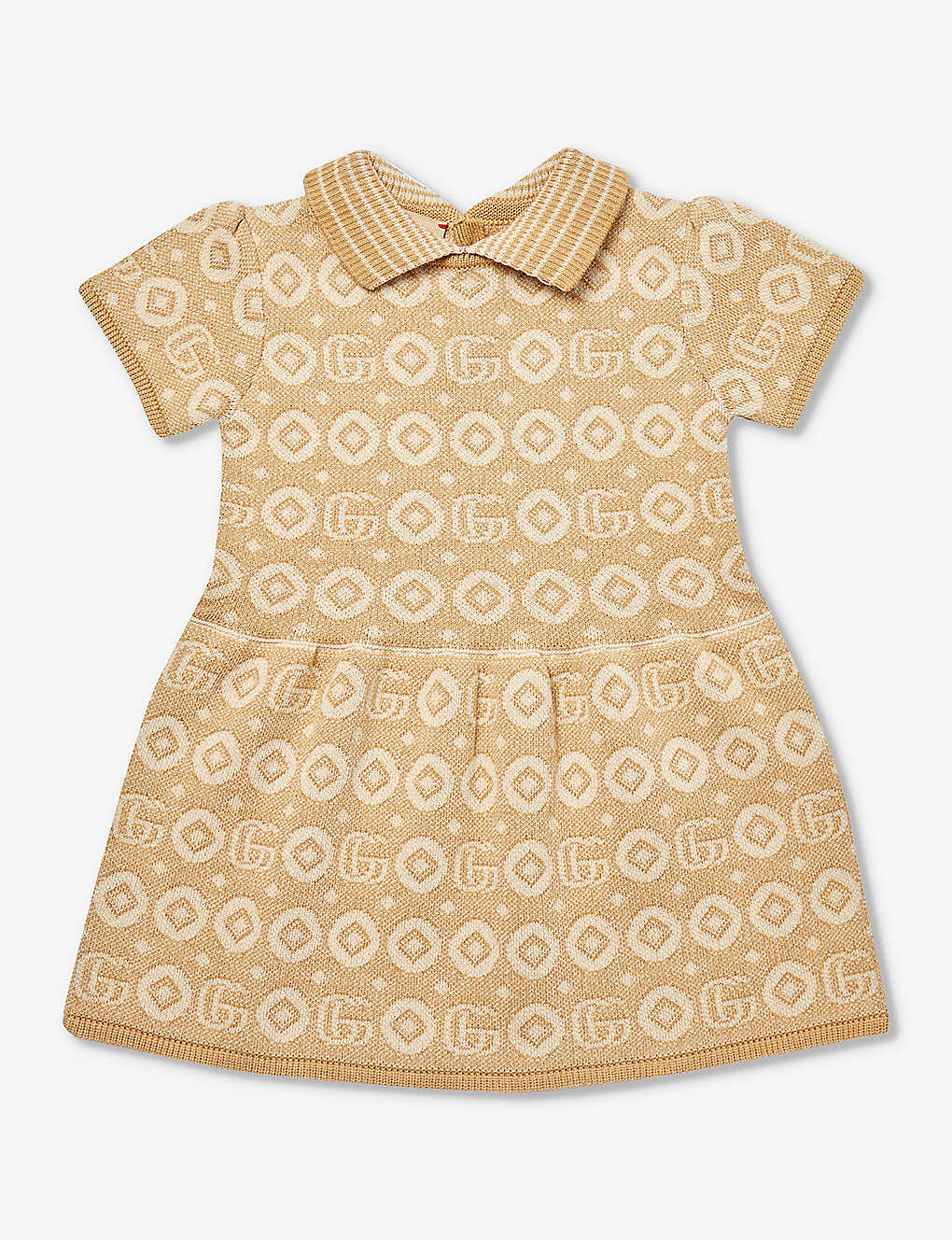 Gucci Kids' Logo-pattern Collared Cotton Dress 6-36 Months In Brown
