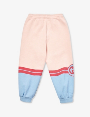 Gucci Babies' Logo棉质针织运动裤 In Pink