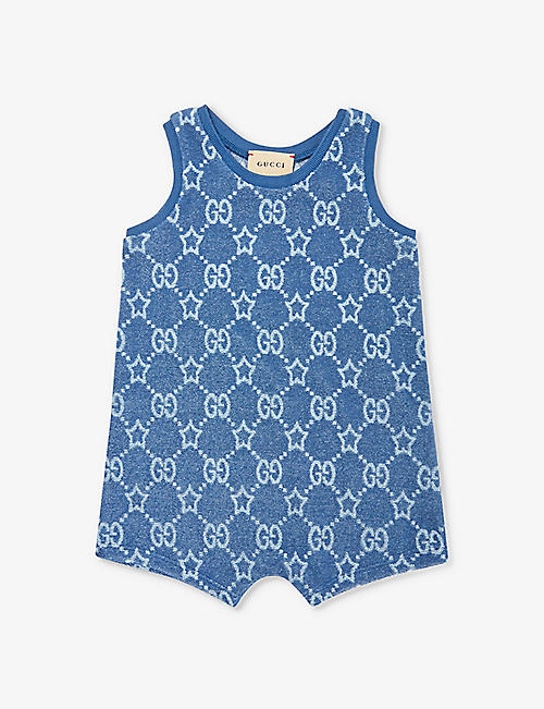 GUCCI: GG and Star towelling cotton-blend romper 0-12 months