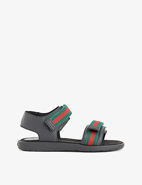 GUCCI: Striped leather sandals