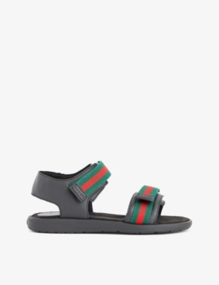 Gucci Kids' Striped Leather Sandals In Multi-coloured