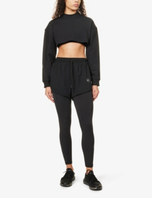 Shop Adidas By Stella Mccartney Women's Black Truecasuals Cropped Organic-cotton Sweatshirt