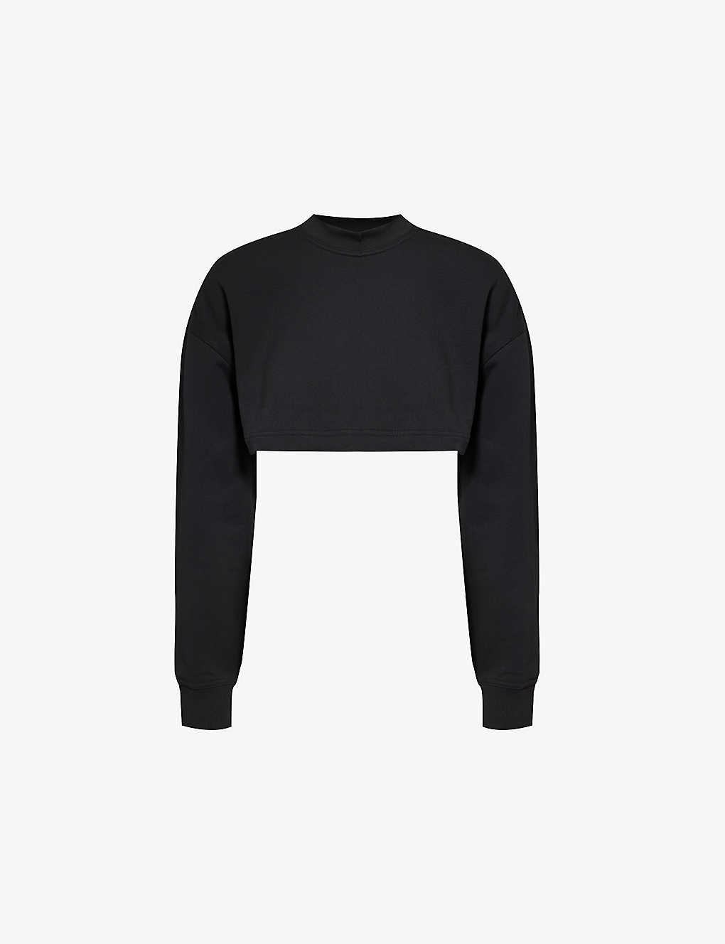 Adidas By Stella Mccartney Womens Black Truecasuals Cropped Organic-cotton Sweatshirt