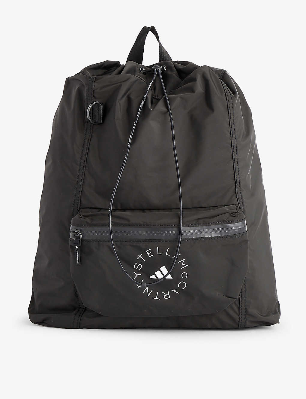 Adidas By Stella Mccartney Logo-print Recycled-polyester Backpack In Black/white/black