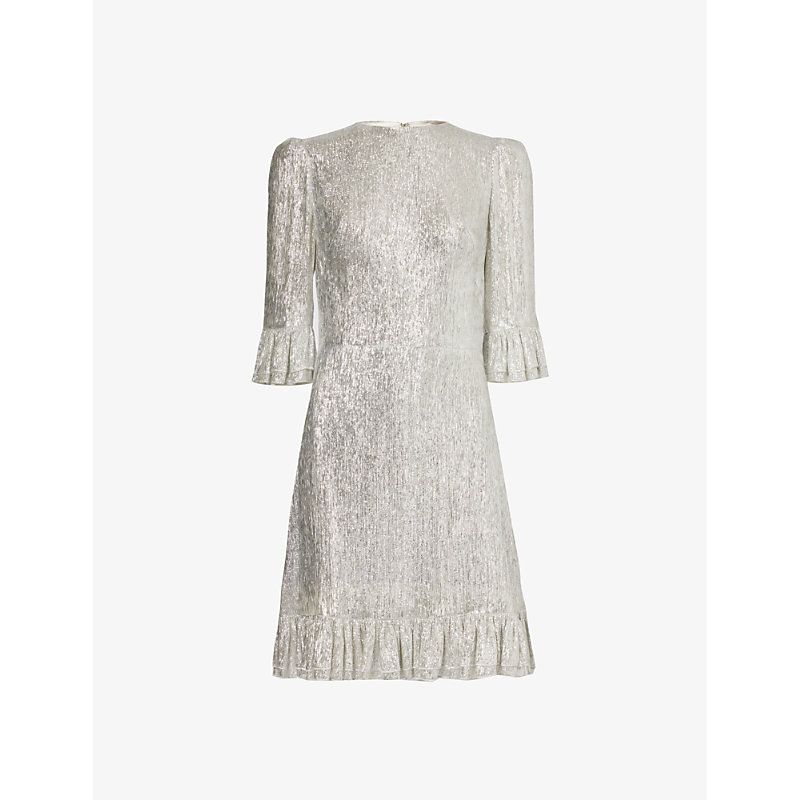 Shop The Vampire's Wife Women's Silver Falconetti Metallic-thread Silk-blend Mini Dress