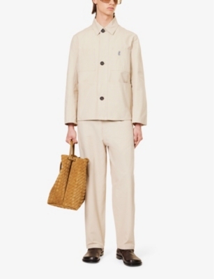 Diomene Mens Raw Linen Patch-pocket Brand-embroidered Regular-fit Cotton Jacket In Raw Linen