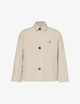 Diomene Mens Raw Linen Patch-pocket Brand-embroidered Regular-fit Cotton Jacket In Raw Linen