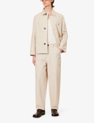 Diomene Mens Raw Linen Wide Panel Relaxed-fit Straight-leg Cotton Trousers