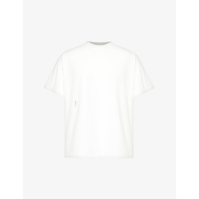 Shop Diomene Men's Snow White Micro-embroidered Crewneck Cotton-jersey T-shirt