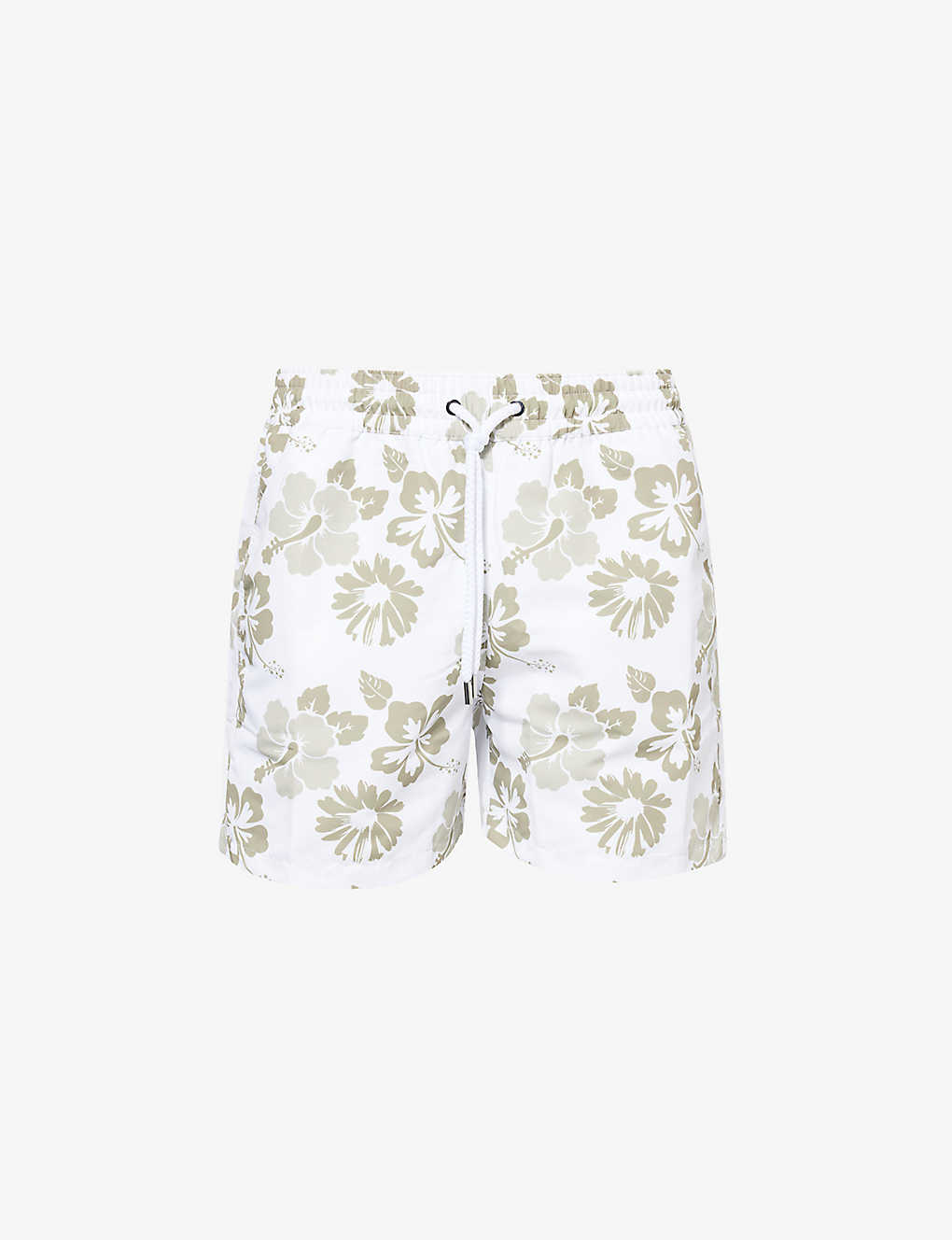 Frescobol Carioca Petala Graphic-print Recycled-polyester Swim Shorts In White & Jungle Green
