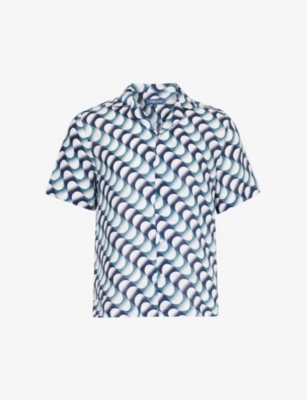FRESCOBOL CARIOCA: Roberto Hlacnia all-over pattern regular-fit linen shirt