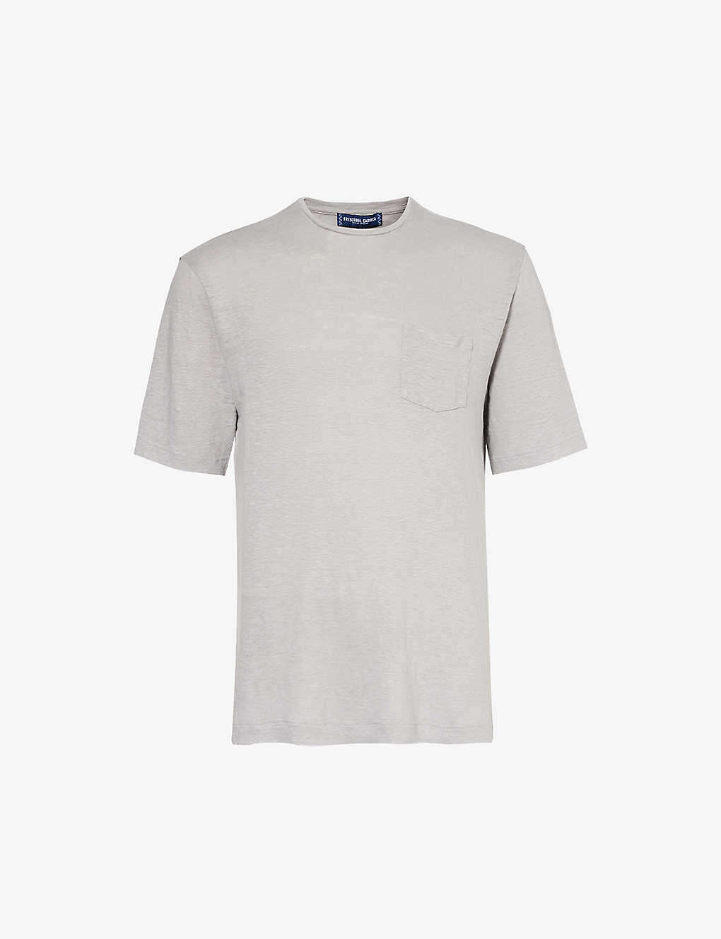 Frescobol Carioca Carmo Patch-pocket Linen T-shirt In Grey