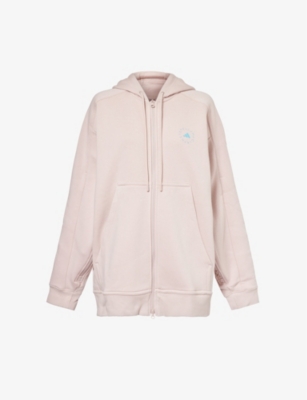 Shop Adidas By Stella Mccartney Women's New Rose Brand-embellished Relaxed-fit Stretch-organic Cotton Hoo
