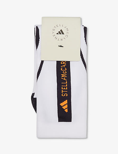 ADIDAS BY STELLA MCCARTNEY: Branded-print mid-calf recycled polyester-blend socks