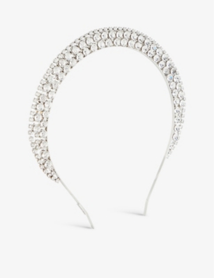 LELET NY: Halo rhodium-plated stainless steel and Swarovski crystal headband