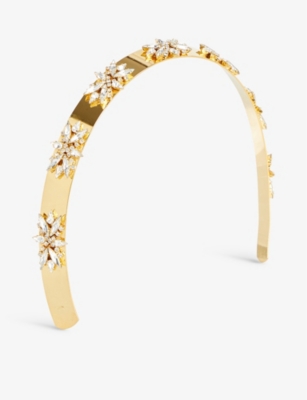 Lelet Ny Womens Gold Martha Swarovski Crystal-embellished Stainless-steel Headband