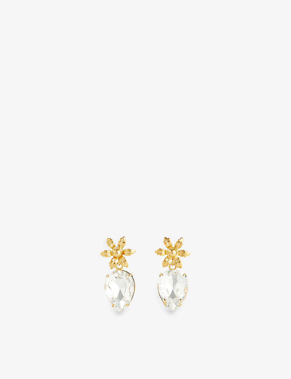 Lelet Ny Womens Gold Flora 14ct Yellow Gold-plated Metal And Swarovski Crystal Drop Earrings