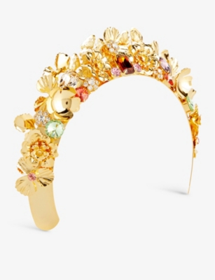 Lelet Ny Womens Gold Daphne Swarovski-crystal Stainless-steel Headband