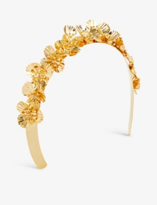 Lelet Ny Womens Gold Poppies 14ct Yellow Gold-plated Stainless-steel Headband