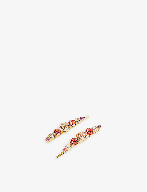 LELET NY: Maci 14ct yellow gold-plated stainless-steel hairpin set of two