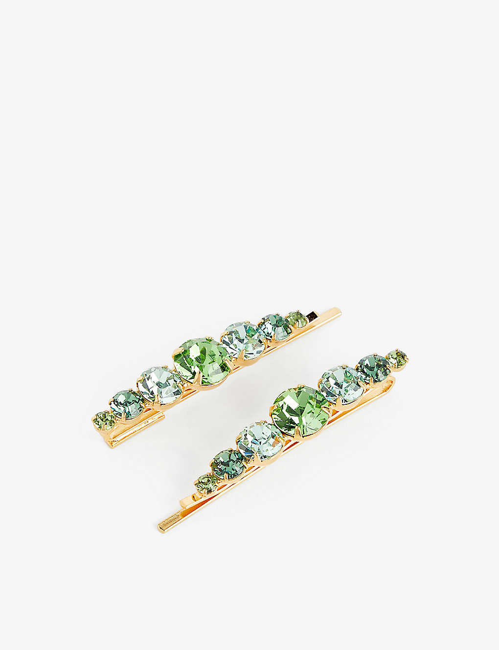 Lelet Ny Womens Emerald Maci 14ct Yellow Gold-plated Stainless-steel Hairpin Set Of Two
