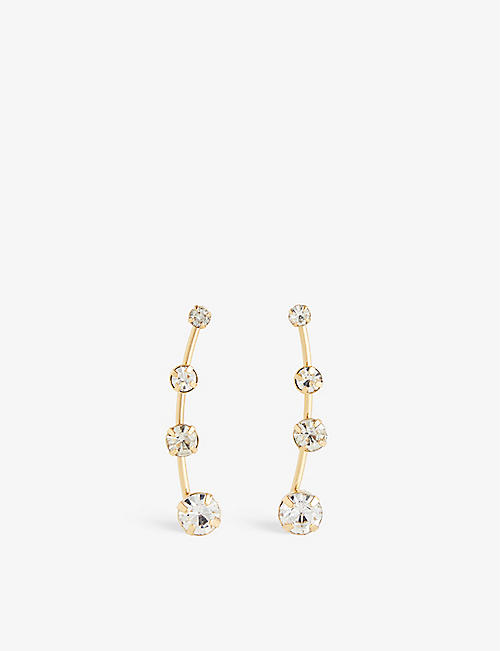 LELET NY: Ball 14ct yellow gold-plated metal and Swarovski crystal earrings