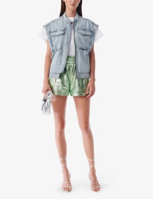 Iro Womens Gre54 Sultan Elasticated-waist Metallic-leather Shorts In Gre54