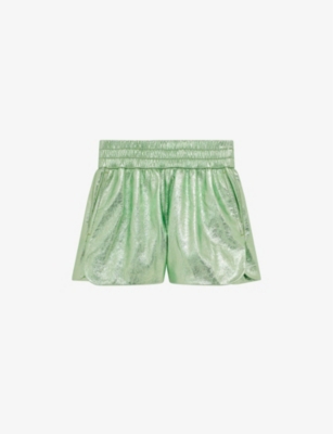 Iro Womens Gre54 Sultan Elasticated-waist Metallic-leather Shorts In Gre54