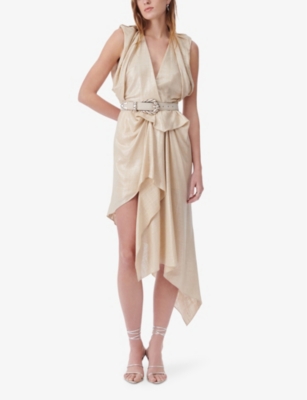 Iro Womens Ecr28 Cloven Asymmetric Lamé Linen-blend Dress In Ecr28