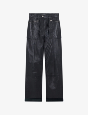 IRO: Cabir straight-leg high-rise patent-leather trousers
