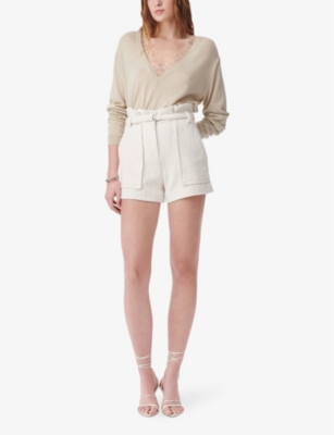 Shop Iro Women's Ecr24 Vanay Belted Tweed Shorts