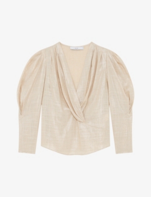 IRO: Clarone puff-sleeve linen-blend top