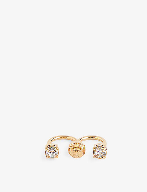 VERSACE: Crystal Medusa round gold-toned metal cuff ring