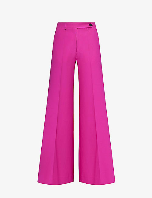 ME AND EM: Flared wide-leg mid-rise stretch-woven trousers