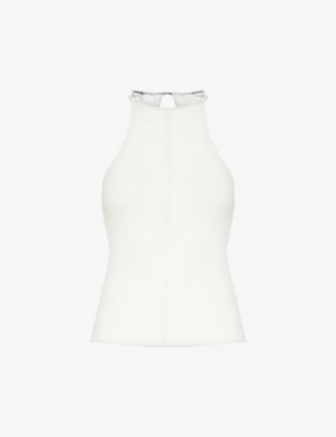 DION LEE: Barball bead-embellished organic-cotton top