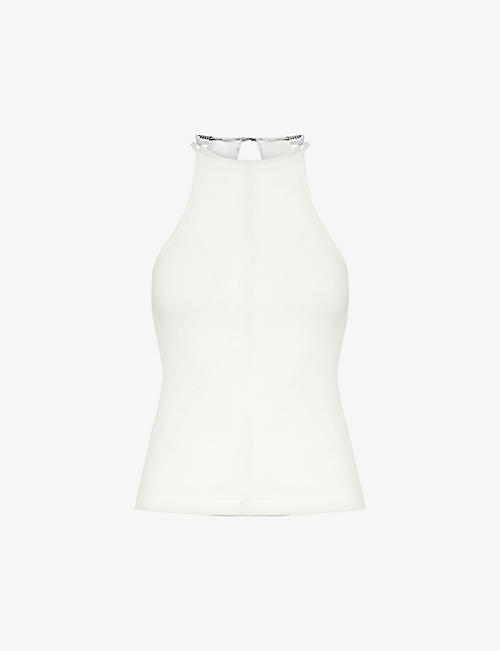 DION LEE: Barball bead-embellished organic-cotton top