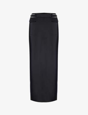 Dion Lee Womens Black Pocket Woven Midi Skirt