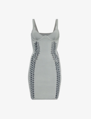 DION LEE: Braid-embellished fitted stretch-knit mini dress