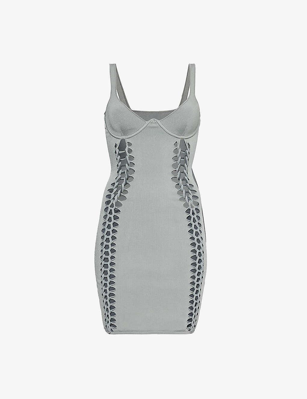 Dion Lee Womens Steel Braid-embellished Fitted Stretch-knit Mini Dress